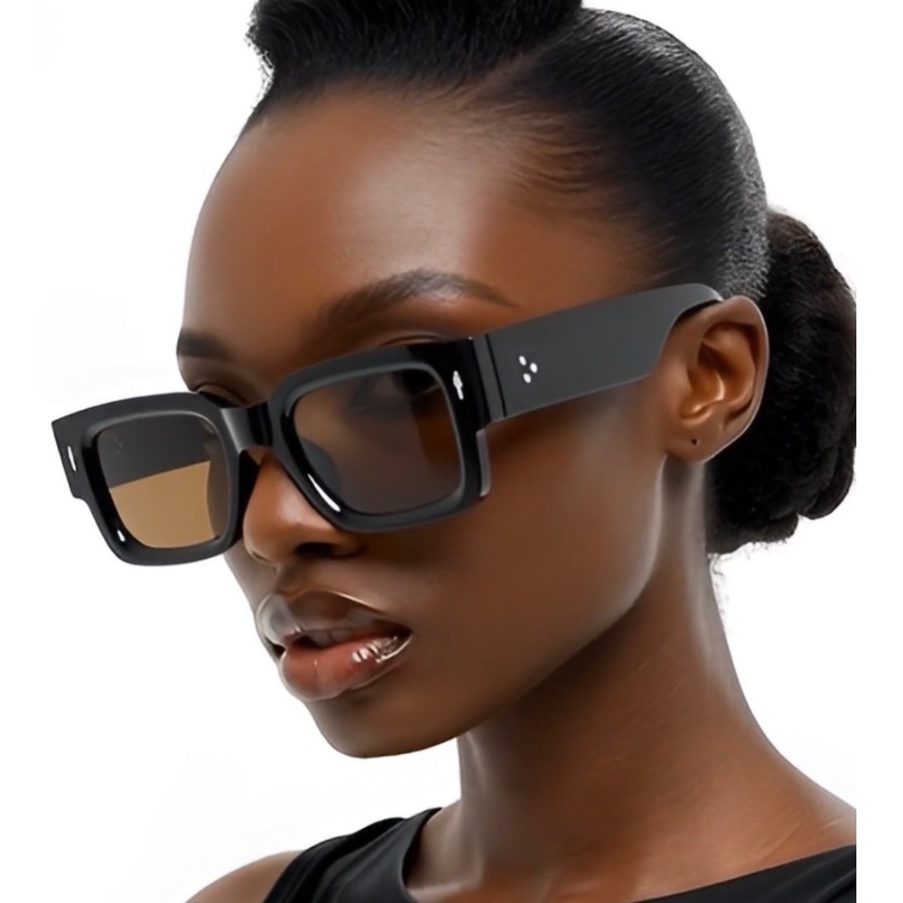 Black Square Sunglasses‎ Brown Lens Fashion Eyewear Women Shades Female Stylish